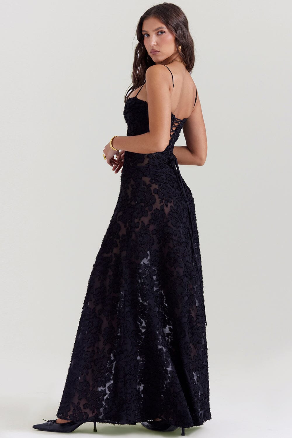 Gisara | Elegante Dames Maxi Jurk met Vloeiend Silhouet en Taille-accent