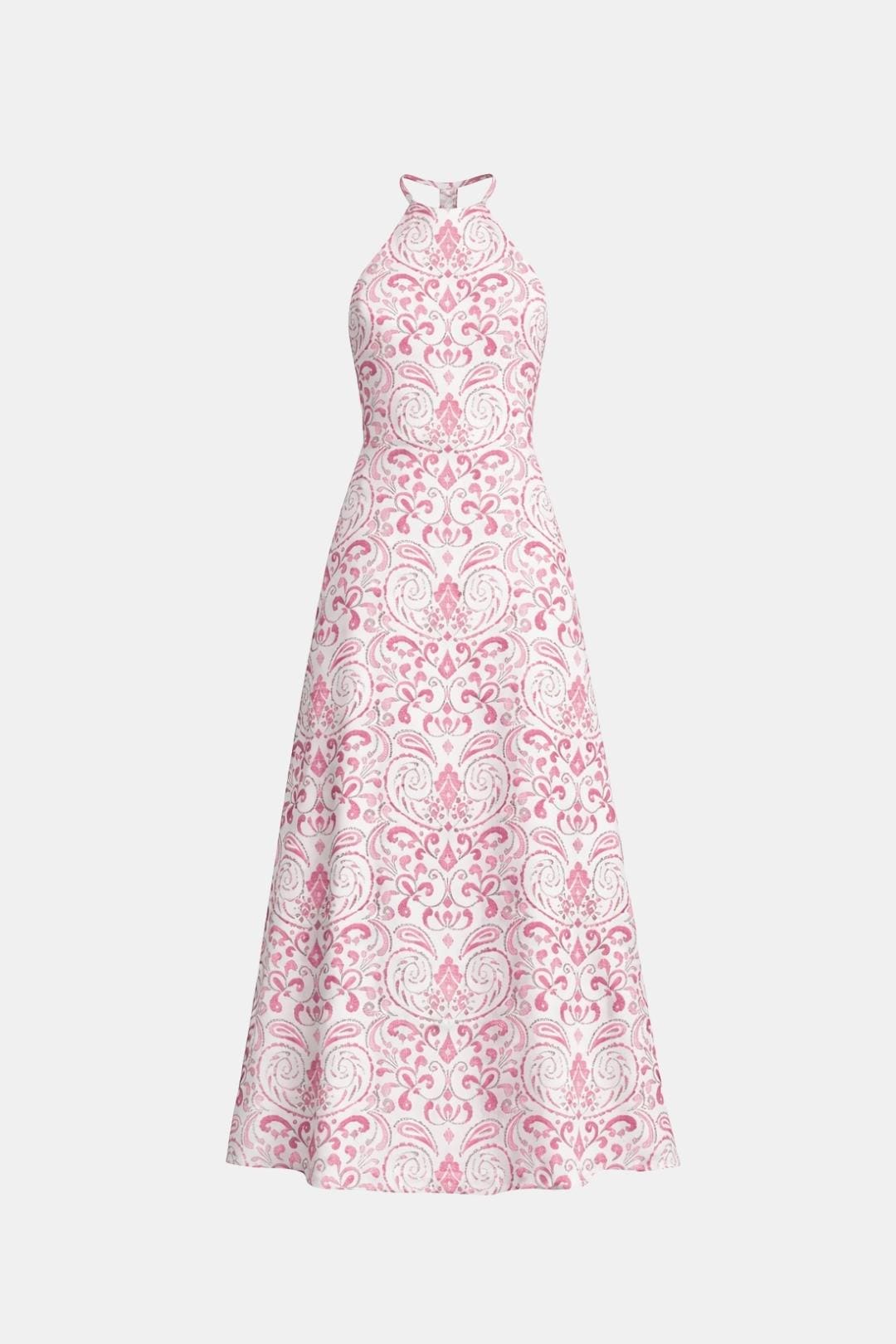 Isabelle | Dames Halterjurk Maxi Rugloos A-Lijn Ornamentprint Chiffon Tailleband Zomer