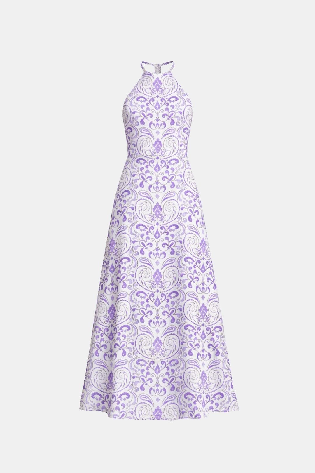 Isabelle | Dames Halterjurk Maxi Rugloos A-Lijn Ornamentprint Chiffon Tailleband Zomer