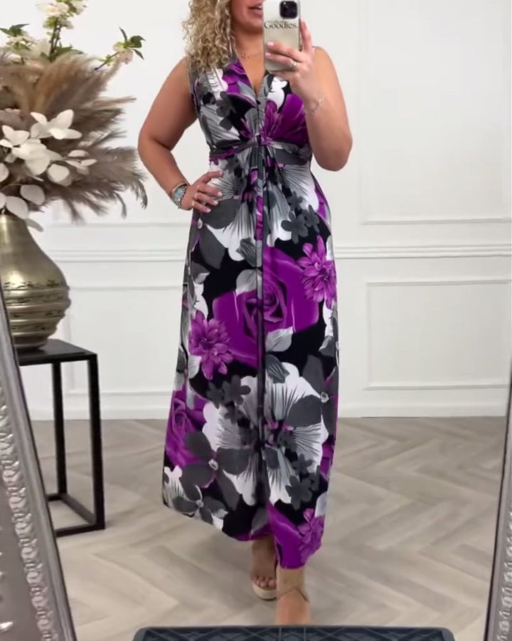 Jolien | Elegante Dames Maxi-Jurk Bloemenprint V-Hals Zomer