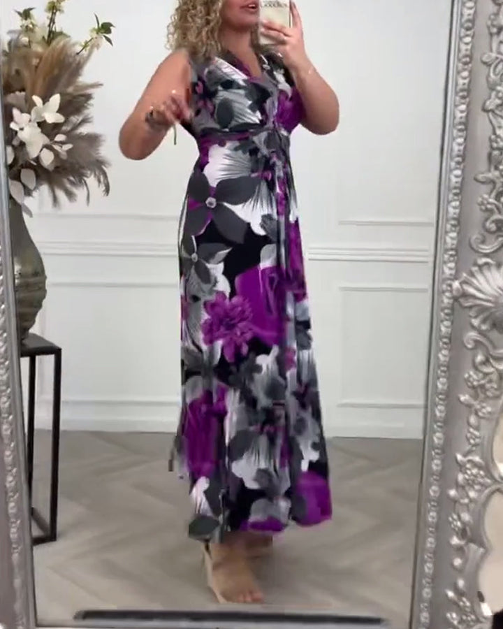 Jolien | Elegante Dames Maxi-Jurk Bloemenprint V-Hals Zomer