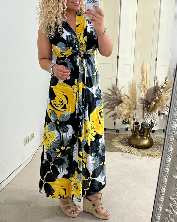 Jolien | Elegante Dames Maxi-Jurk Bloemenprint V-Hals Zomer