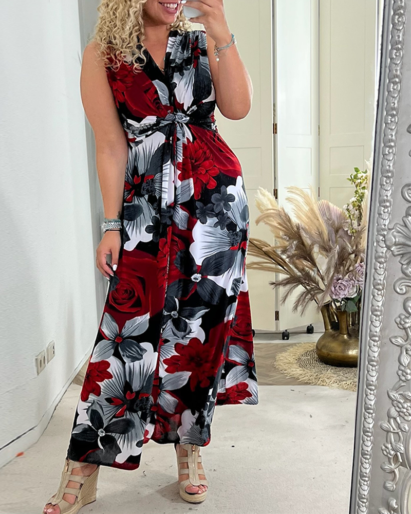 Jolien | Elegante Dames Maxi-Jurk Bloemenprint V-Hals Zomer