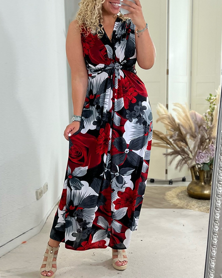 Jolien | Elegante Dames Maxi-Jurk Bloemenprint V-Hals Zomer