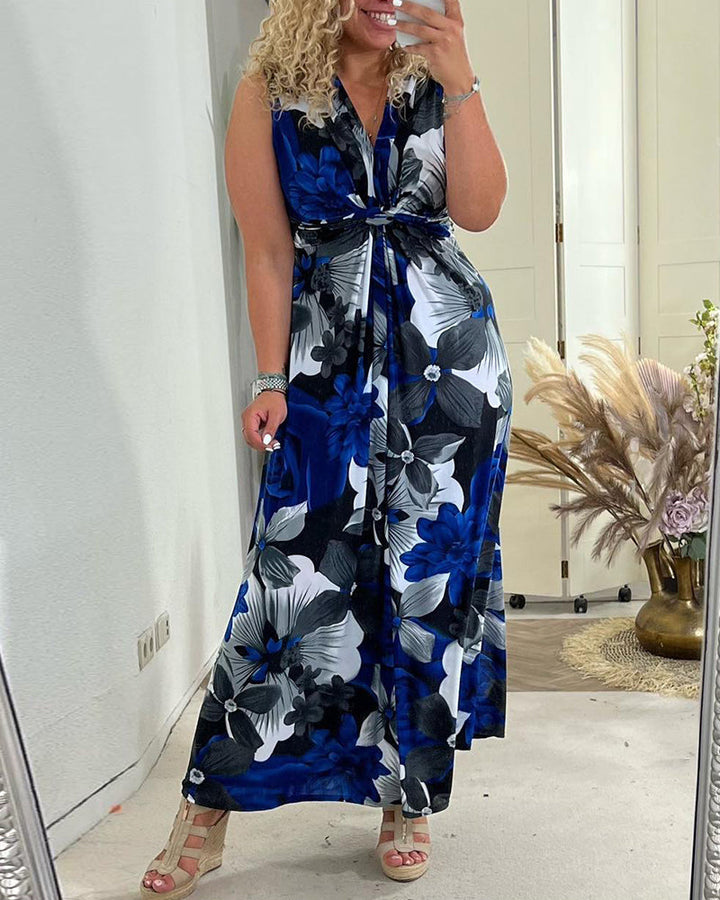 Jolien | Elegante Dames Maxi-Jurk Bloemenprint V-Hals Zomer