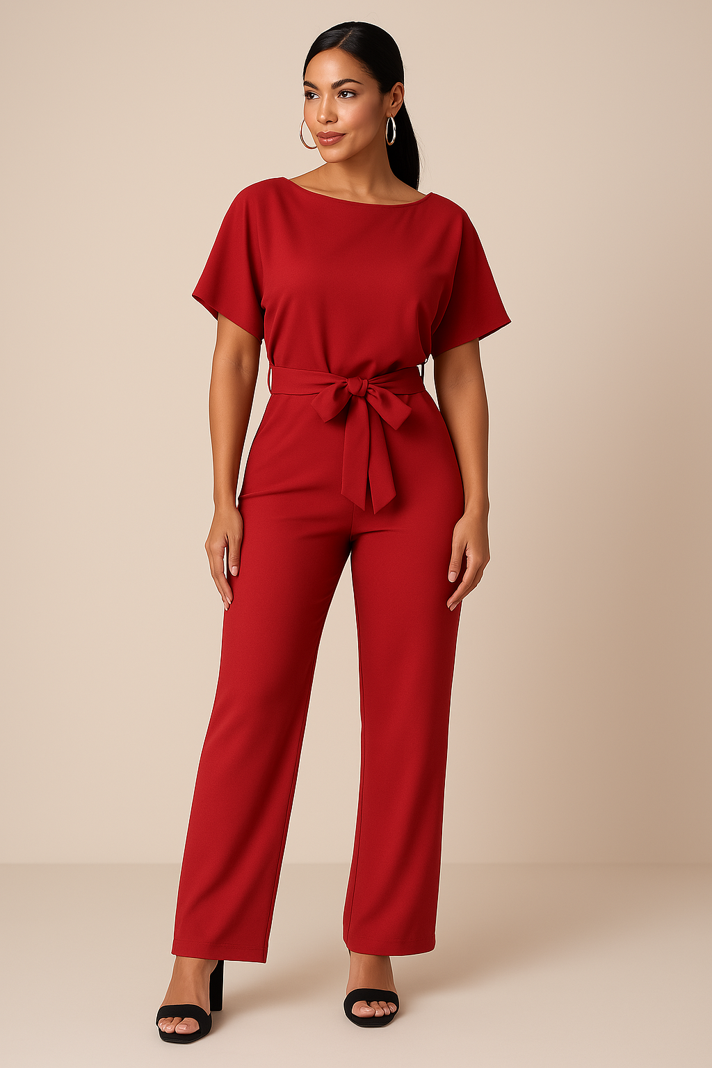 Lavinia | Dames Jumpsuit Elegant Wide-Leg Korte Mouw