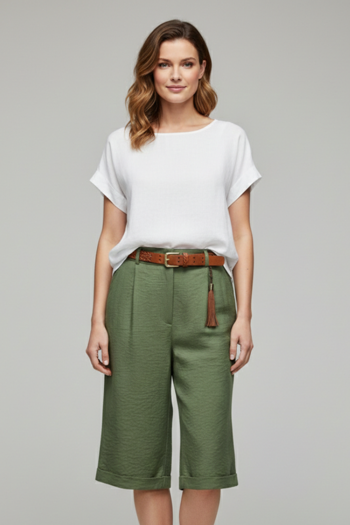Lieke | Elegante Dames Shorts Met Hoge Taille En Omslag