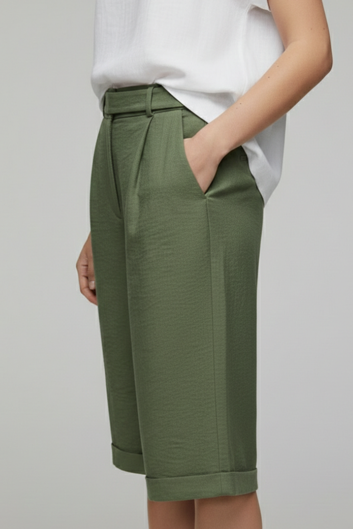 Lieke | Elegante Dames Shorts Met Hoge Taille En Omslag