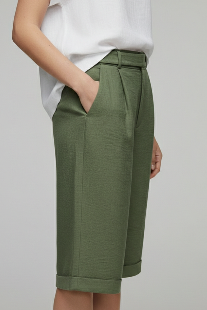 Lieke | Elegante Dames Shorts Met Hoge Taille En Omslag