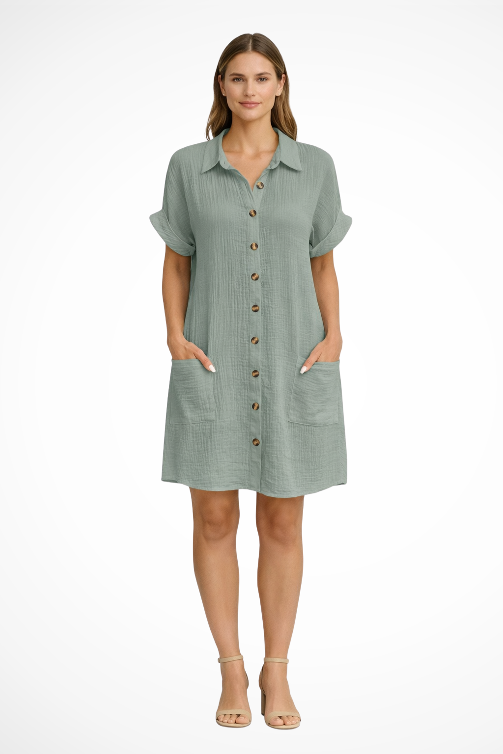 Lieke | Relaxte Dames Zomerjurk Knoop Voorkant