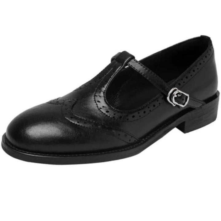 Lien | Dames Mary Jane Brogue T Bar Lage Blokhak