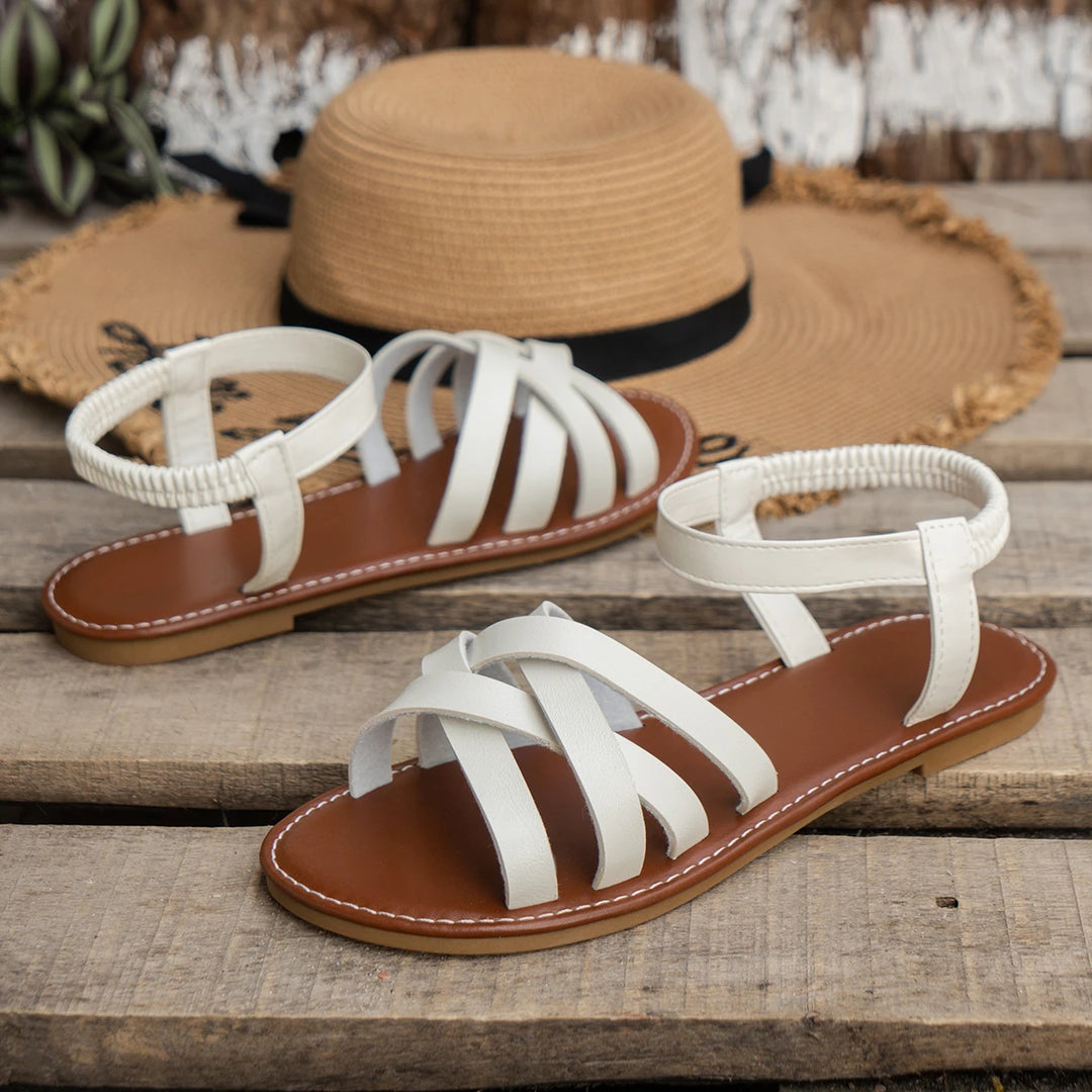 Lotte | Dames Boho Sandalen Platte Hak Gekruist