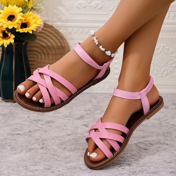 Lotte | Dames Boho Sandalen Platte Hak Gekruist