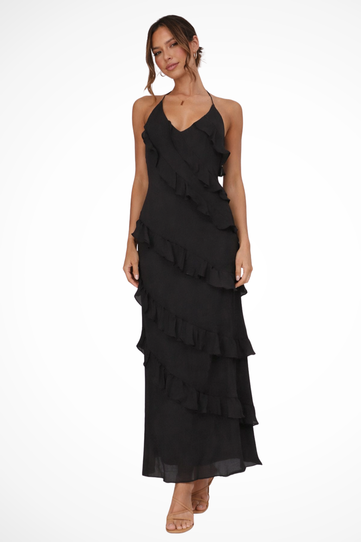 Madelief | Elegante Dames Maxi-Jurk Halter Nek Ruche