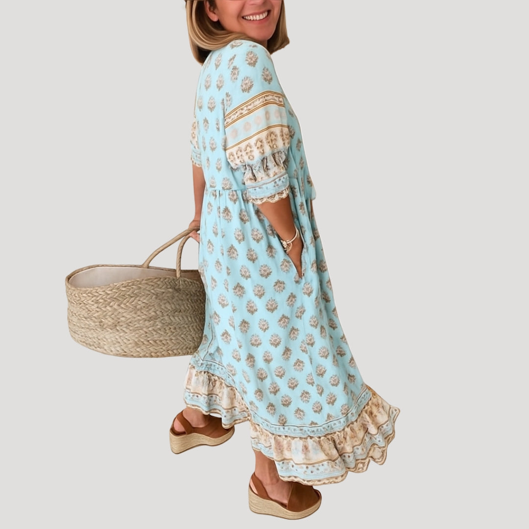 Madelon | Dames Boho Midi-jurk Strand met Zakken