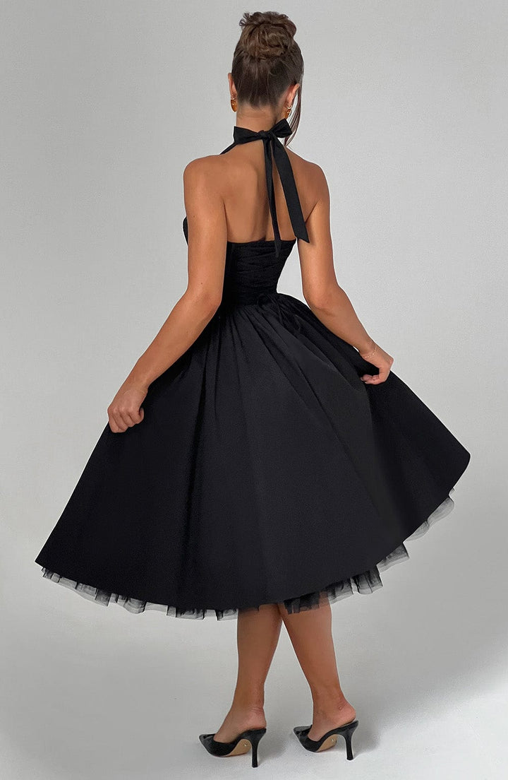 Mila | Dames Halter Midi-jurk Bruiloft Gast