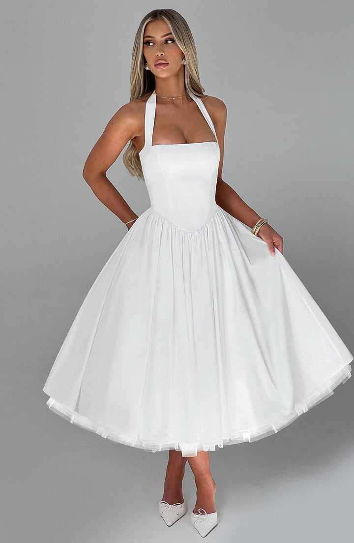 Mila | Dames Halter Midi-jurk Bruiloft Gast