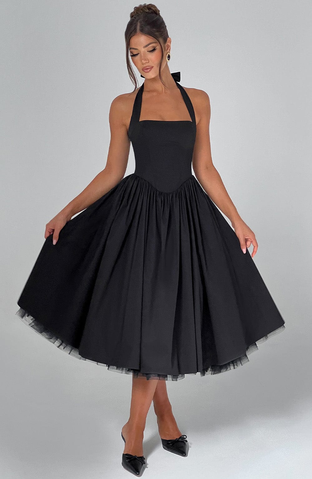 Mila | Dames Halter Midi-jurk Bruiloft Gast