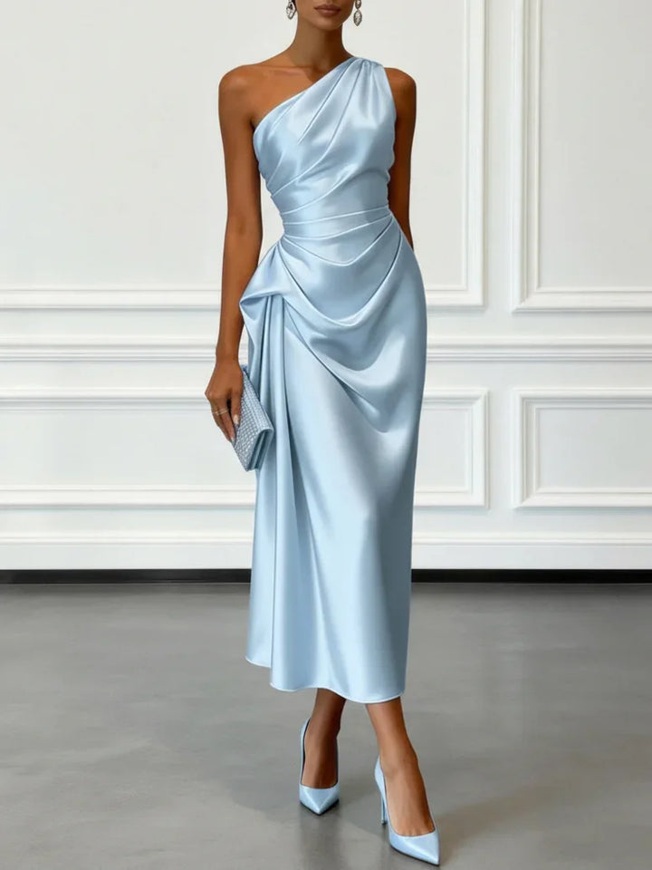 Mirelle | Dames Midi Jurk One-Shoulder Mouwloos Feest Elegant