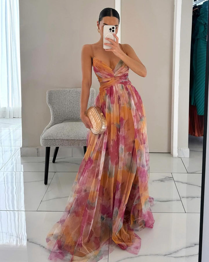 Mylène | Elegante Dames Maxi Bloemen Zomerjurk