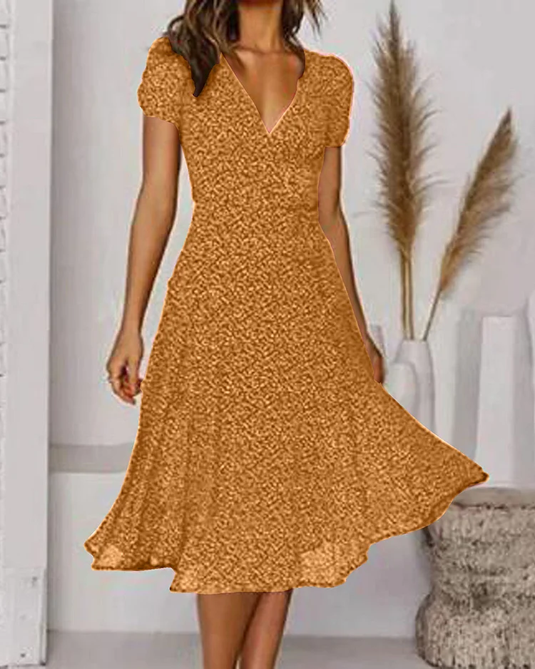 Neva | Elegante Dames Midi-Jurk V-hals Zomer