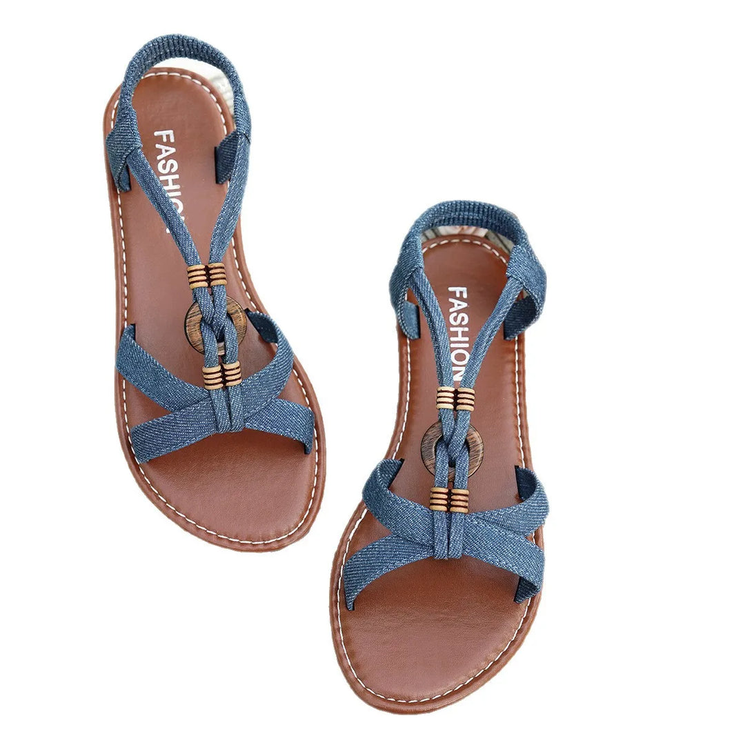 Noa | Dames Boho Sandalen Lage Hak Gekruist Zomer