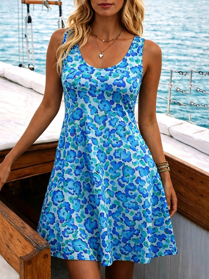 Noor | Dames Zomer Mini Jurk Bloemen Print Mouwloos U Hals