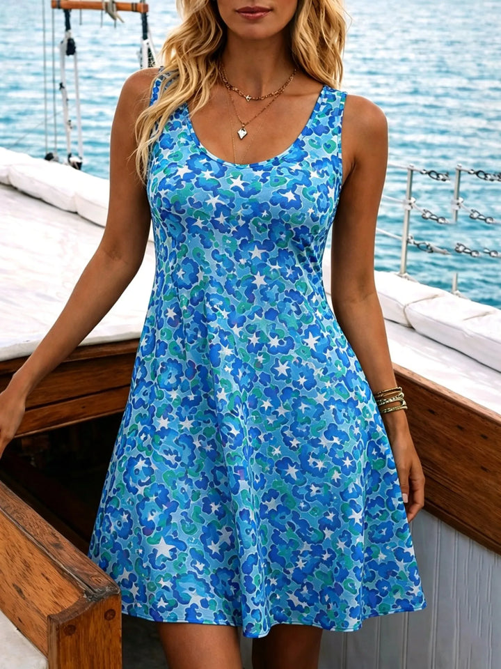 Noor | Dames Zomer Mini Jurk Bloemen Print Mouwloos U Hals