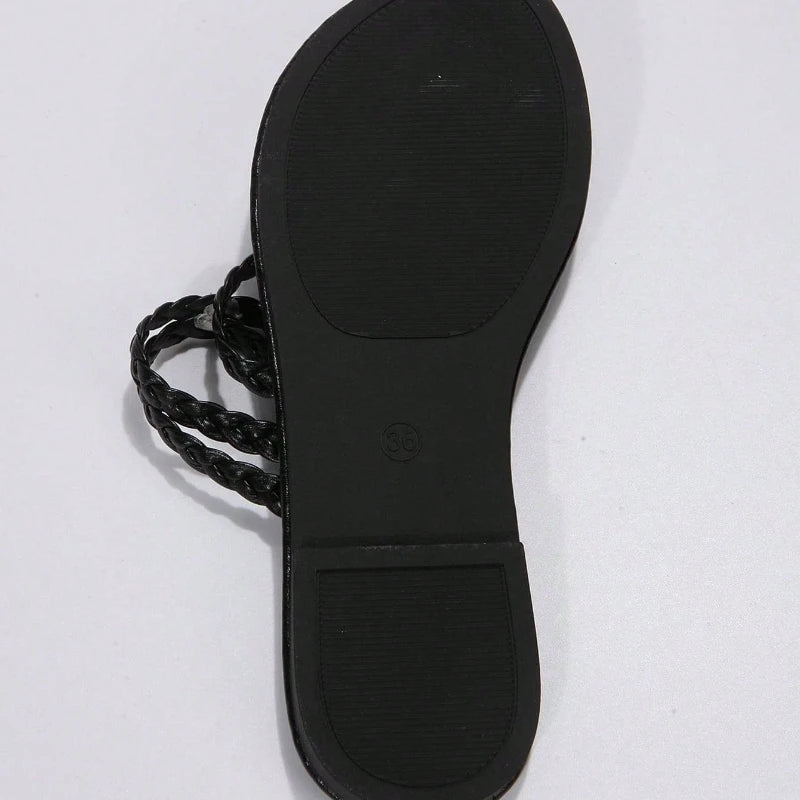 Noor | Dames Boho Sandalen Platte Hak Gevlochten Teen Ring