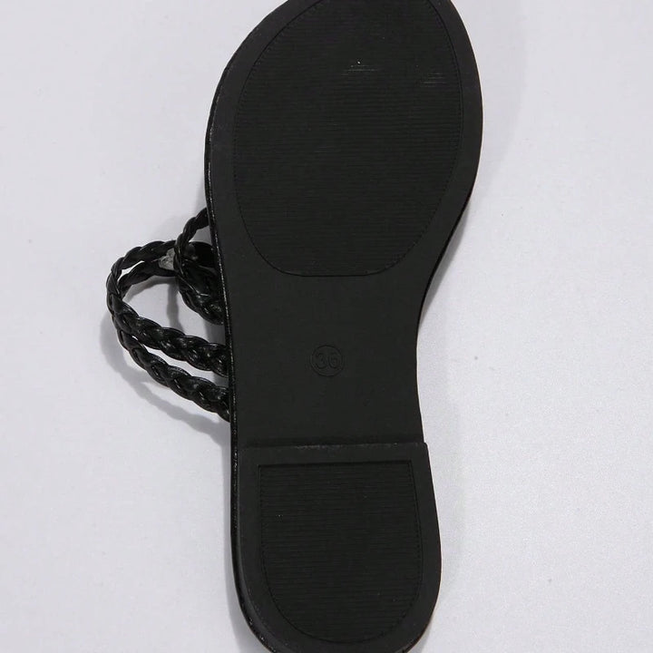 Noor | Dames Boho Sandalen Platte Hak Gevlochten Teen Ring