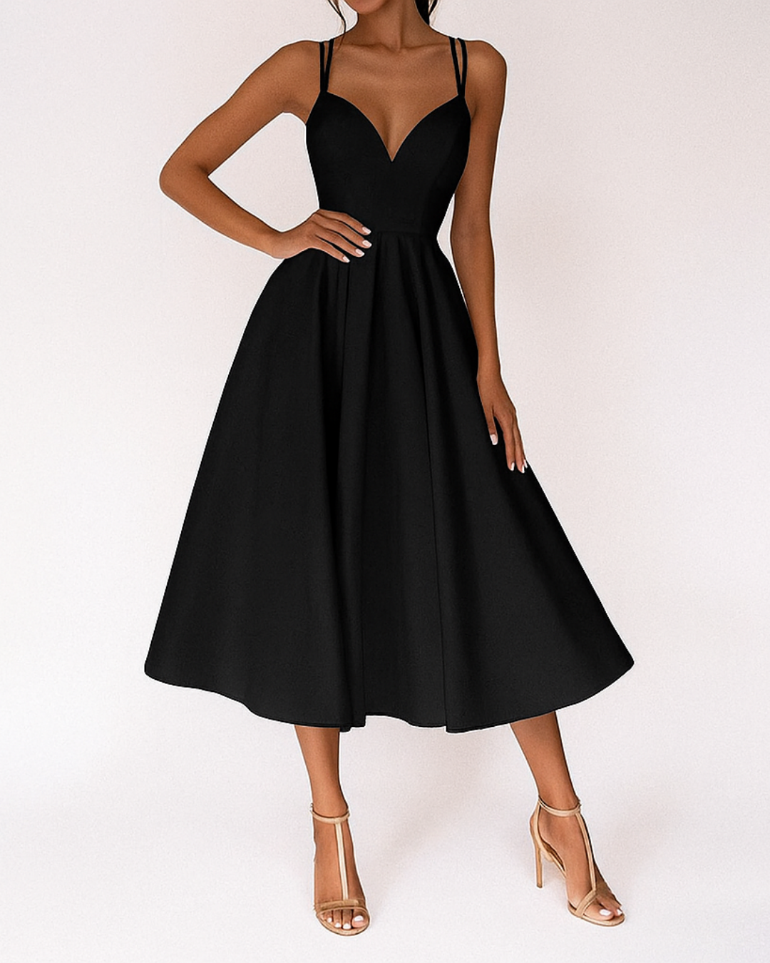Noor | Dames Midi-jurk met Bandjes Bruiloft Gast