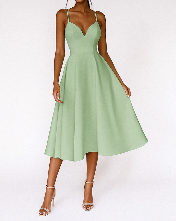Noor | Dames Midi-jurk met Bandjes Bruiloft Gast