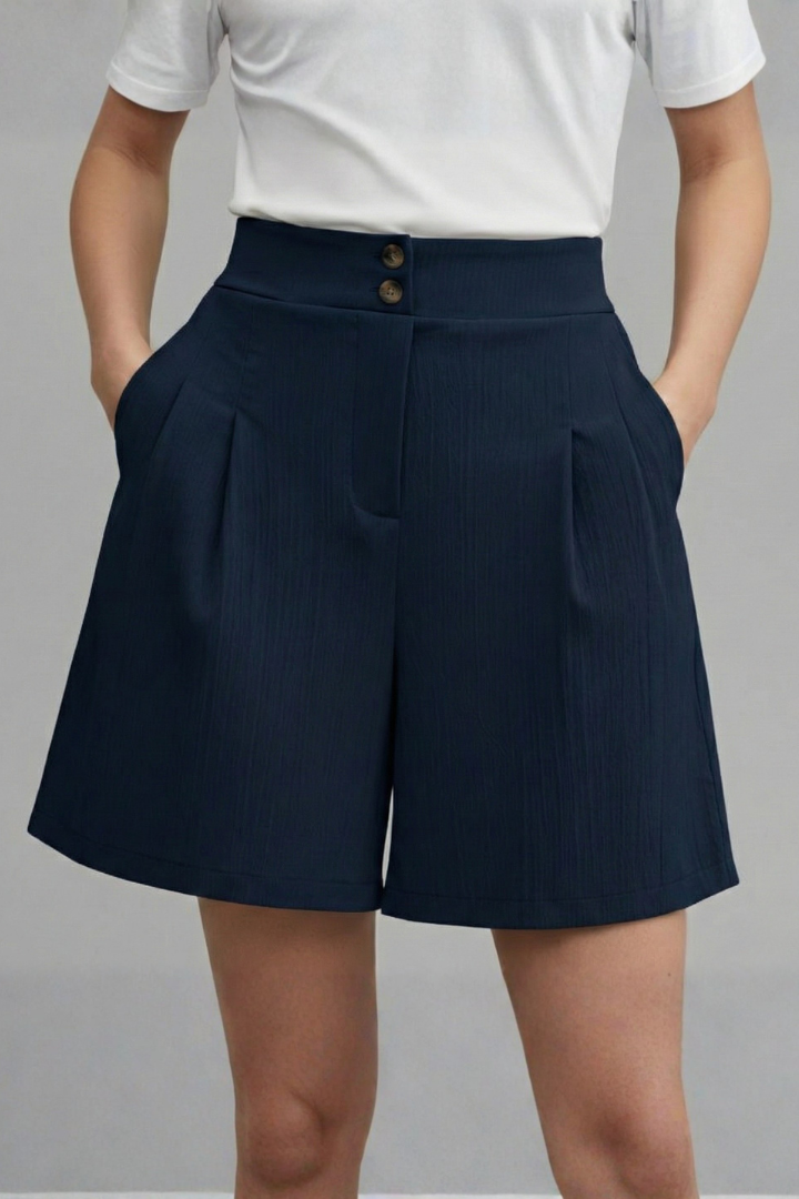 Noortje | Stijlvolle Damesshort Met Wijde Pijpen En Hoge Taille