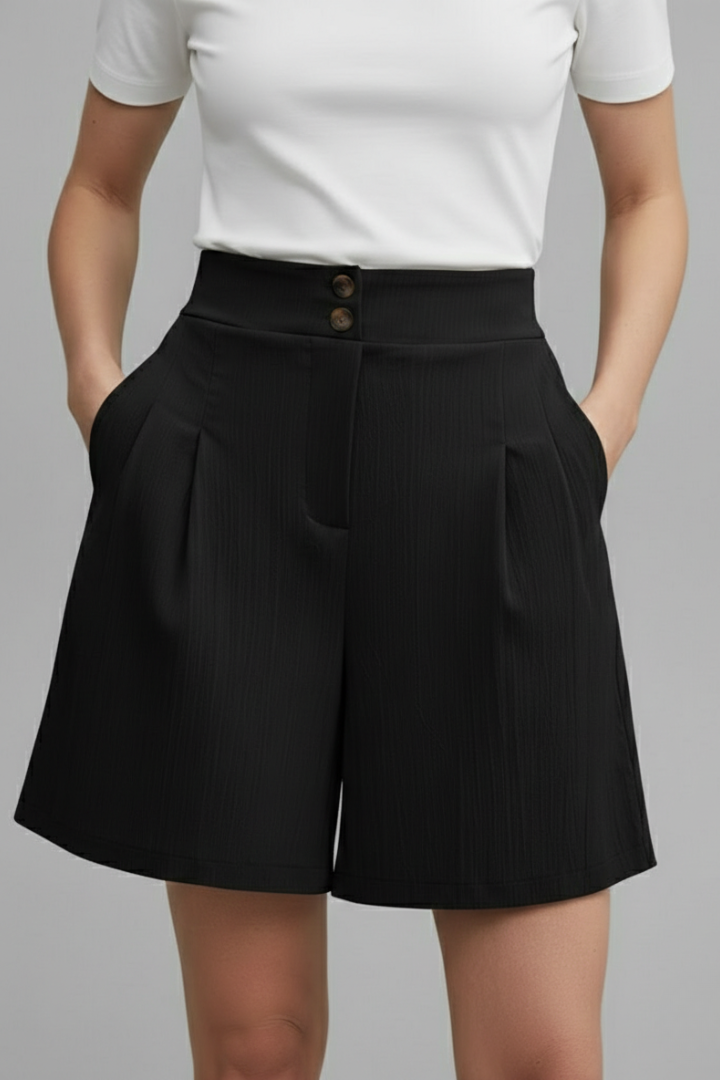 Noortje | Stijlvolle Damesshort Met Wijde Pijpen En Hoge Taille