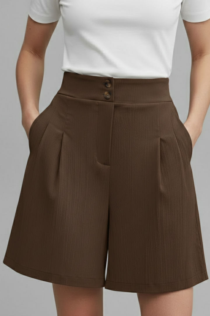 Noortje | Stijlvolle Damesshort Met Wijde Pijpen En Hoge Taille
