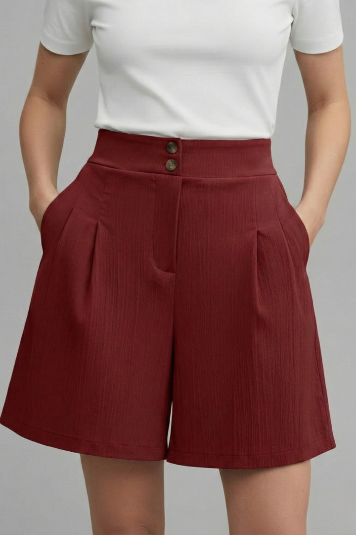 Noortje | Stijlvolle Damesshort Met Wijde Pijpen En Hoge Taille