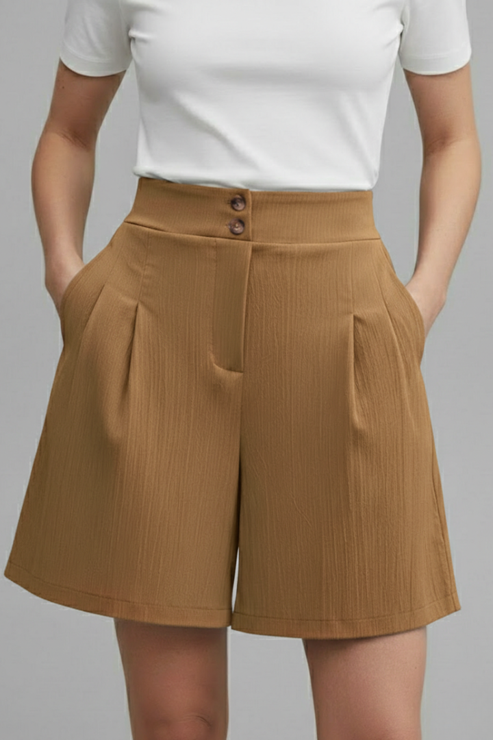 Noortje | Stijlvolle Damesshort Met Wijde Pijpen En Hoge Taille