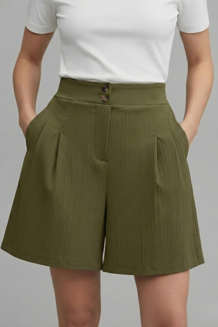 Noortje | Stijlvolle Damesshort Met Wijde Pijpen En Hoge Taille