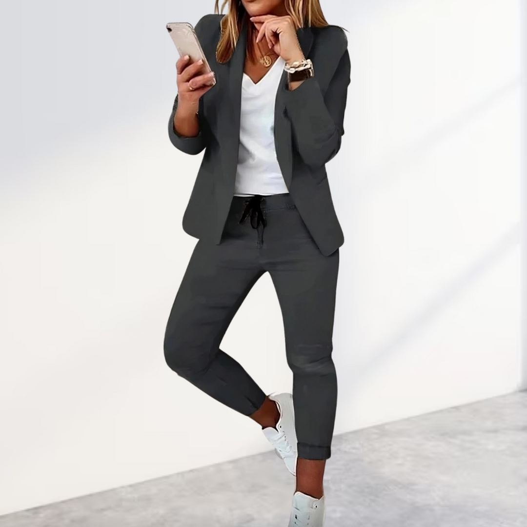 Nora | Dames Co Ord Set Blazer Joggingbroek Elastische Taille