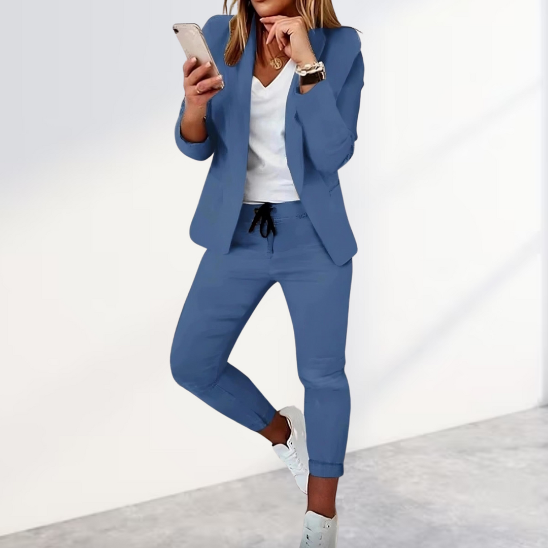 Nora | Dames Co Ord Set Blazer Joggingbroek Elastische Taille