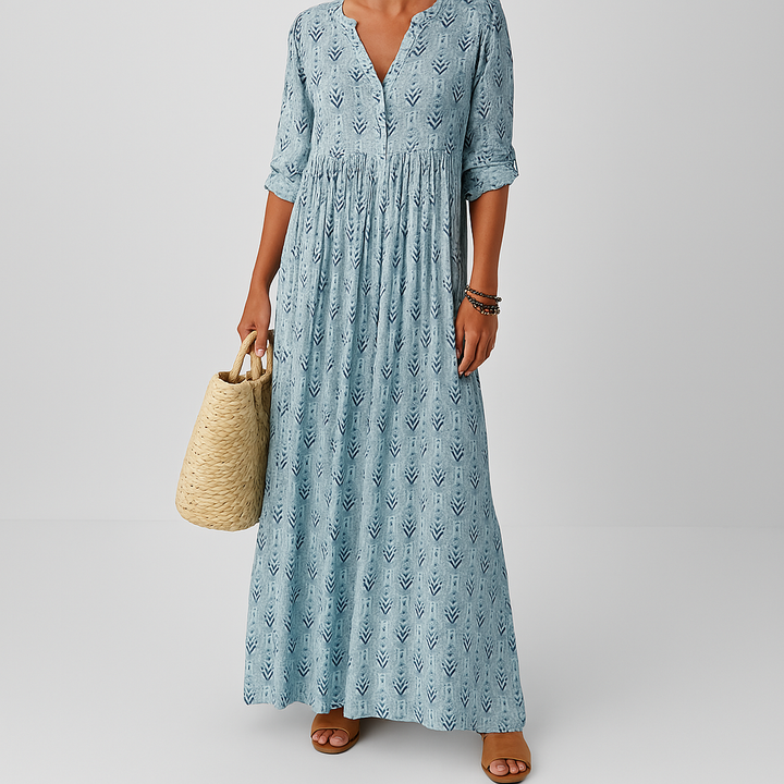 Nova | Luchtige Dames Boho Maxi Jurk Lange Mouwen