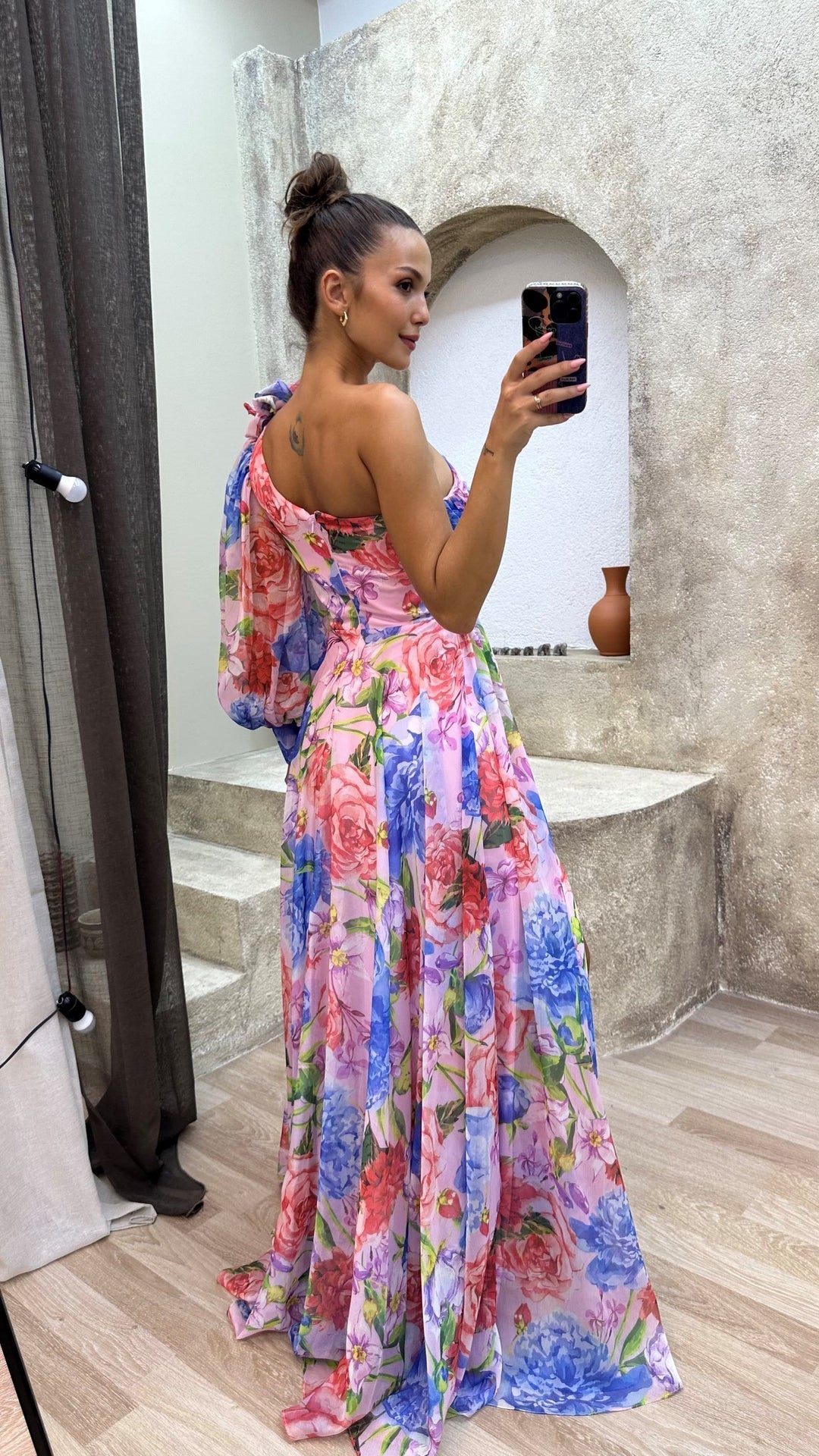 Odelia | Elegante Dames One-Shoulder Bloemen Maxi Jurk