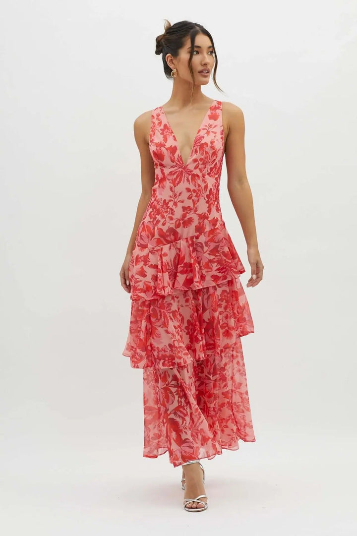 Othella | Elegante Dames V-Hals Chiffon Maxi Jurk