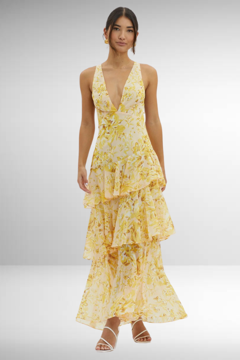 Othella | Elegante Dames V-Hals Chiffon Maxi Jurk