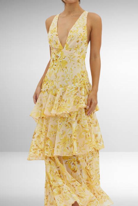 Othella | Elegante Dames V-Hals Chiffon Maxi Jurk