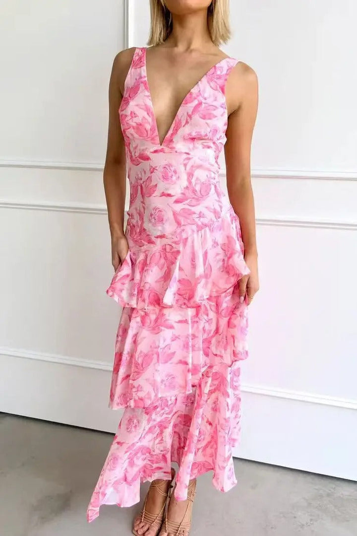 Othella | Elegante Dames V-Hals Chiffon Maxi Jurk