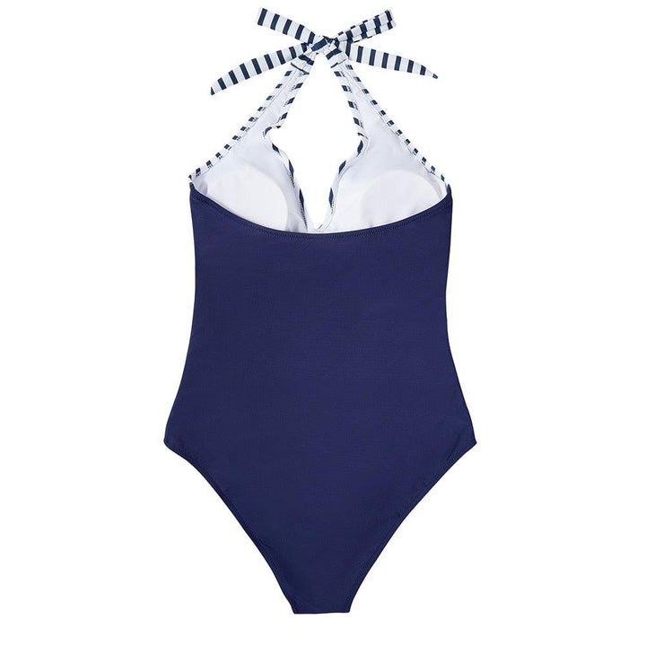 Roos | Dames Badpak Halter V hals Rugloos Tropische Print Zomer