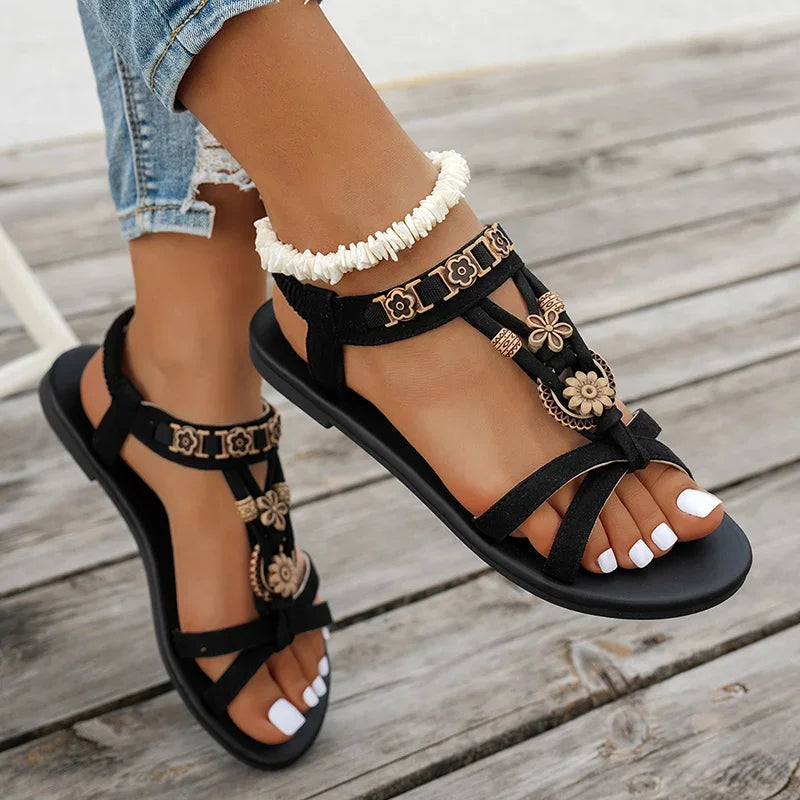 Sanne | Dames Boho Zomer Sandalen Platte Hak