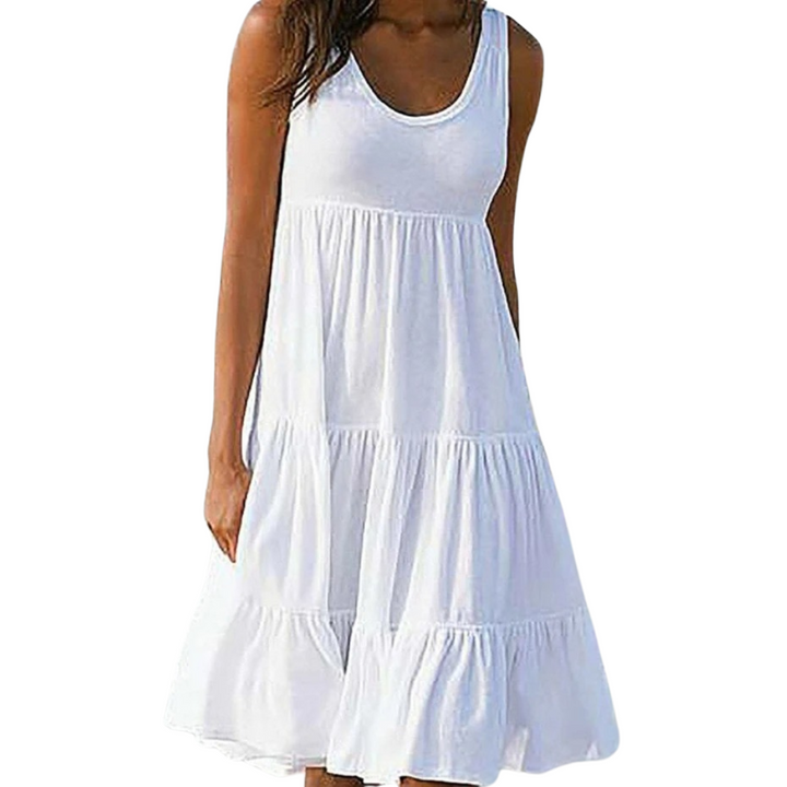 Selah | Luchtige Dames Midi-zomerjurk Gegolfd Mouwloos