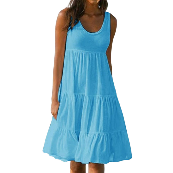 Selah | Luchtige Dames Midi-zomerjurk Gegolfd Mouwloos